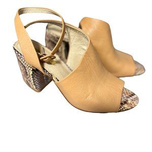 Louise Et Cie Women’s Kyvie Blush Leather Block Heel Ankle Strap Sandals US 7.5M
